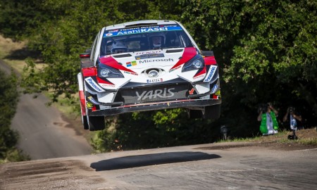 Cztery Toyoty Yaris WRC na starcie Rajdu Niemiec